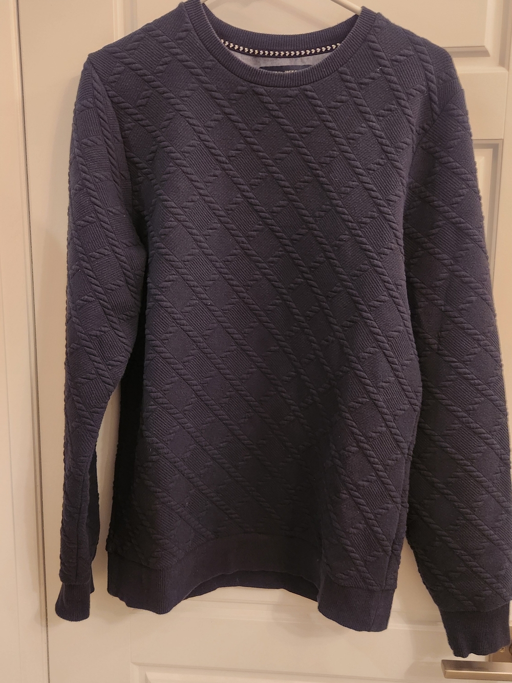 Jack & Jones Men's Navy Textured Crewneck Sweater